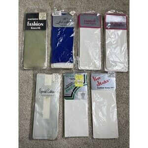 7 NOS 70 80s Knee Highs Fashion Socks Burlington Marianne & More Ribbed Textured